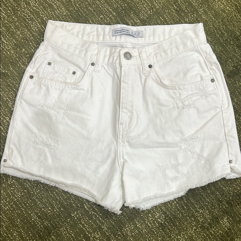 Zara White Jean Shorts